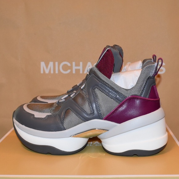 michael michael kors olympia leather and scuba trainer